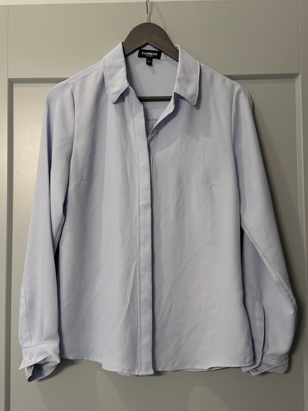 Express Portofino Shirt Size S Light Blue Button Down Blouse